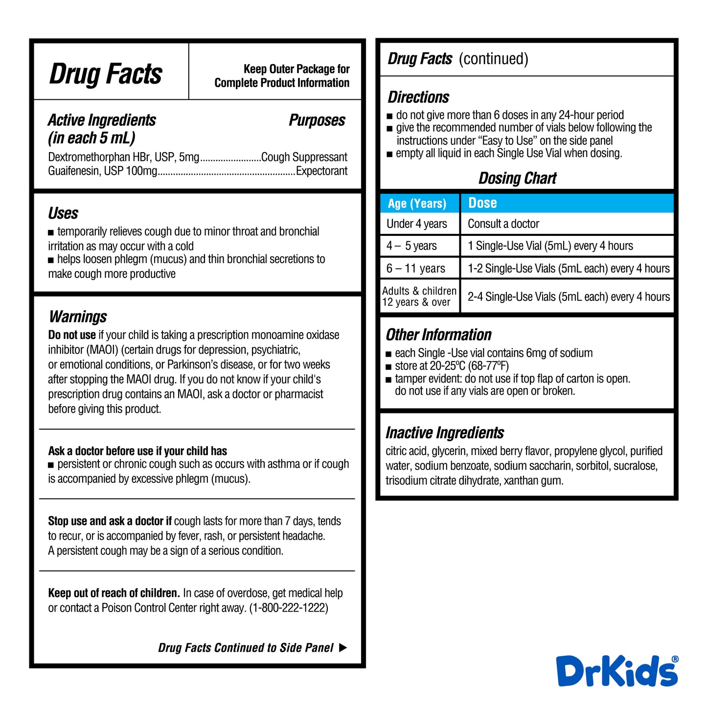 DrKids Children’s Cough & Chest Congestion Single-Use Vials