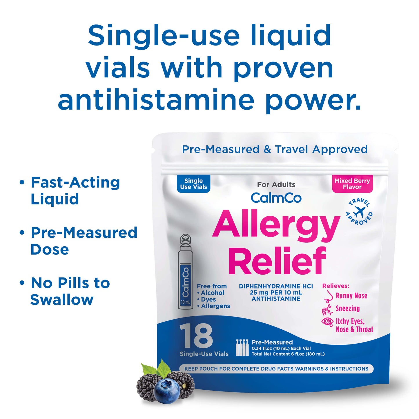 Allergy Relief Single-Use Vials (Mixed Berry)
