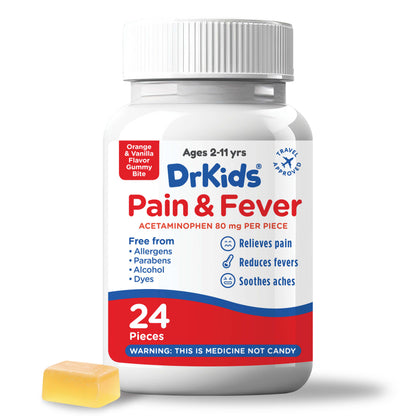 DrKids Children's Pain & Fever Gummy Bites (Orange Vanilla)