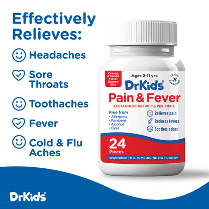 DrKids Children's Pain & Fever Gummy Bites (Orange Vanilla)
