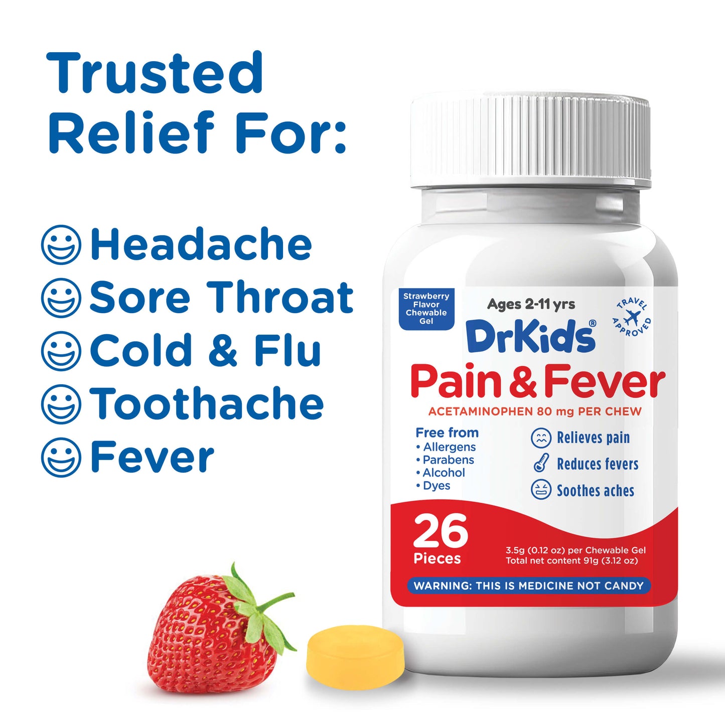 DrKids Children’s Pain & Fever Chewable Gels (Strawberry)